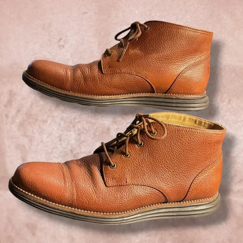 Men's 8.5 COLE HAAN Brown Leather OriginalGrand Chukka Boots (Style #C23429) EUC